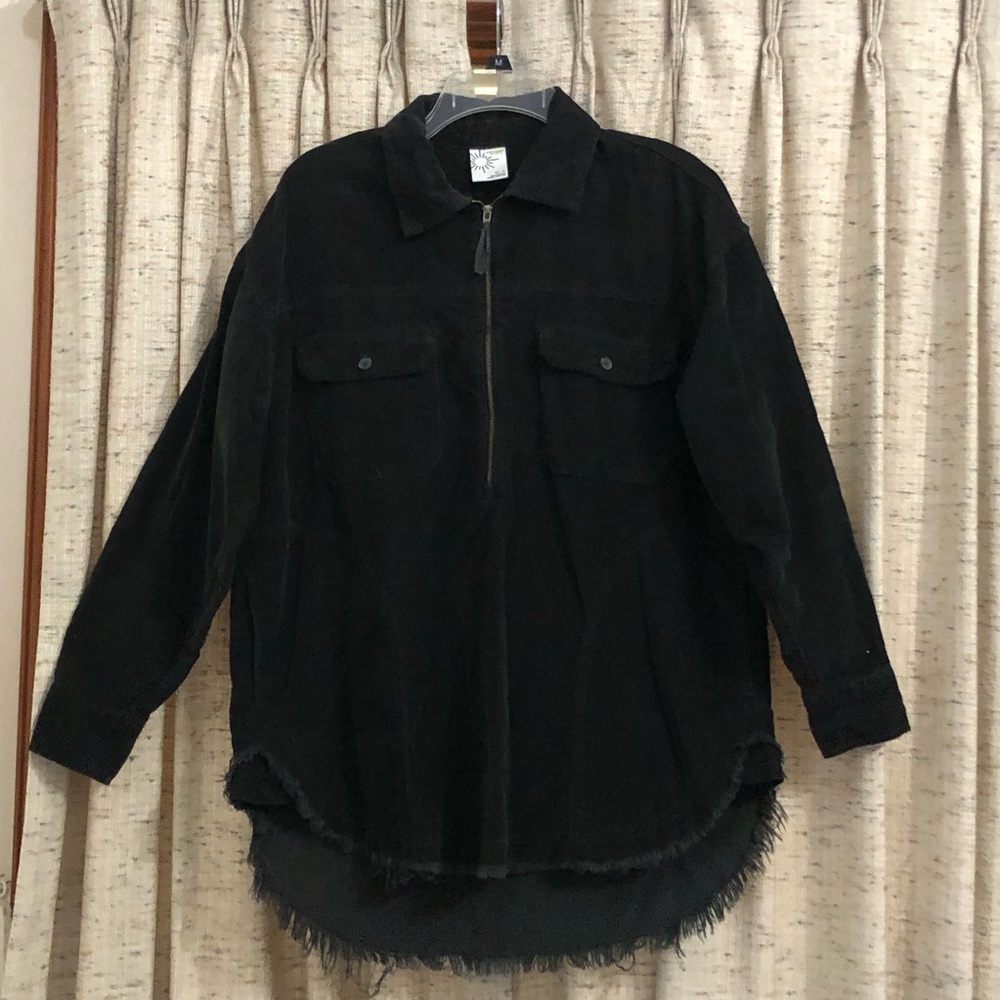 Offline by Aerie Black Corduroy Quarter Zip Shacket - XS